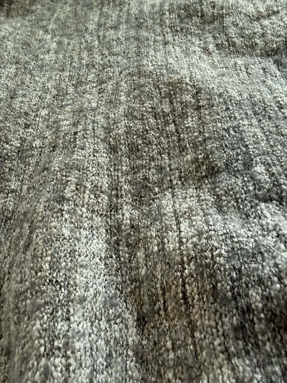 Free People Cropped Textured Knit Sweater Size S Gray Marled Crewneck Wool Alpac